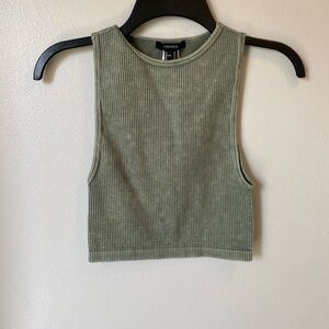 Forever 21 Sage Ribbed Crop Top